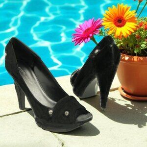 BCBGeneration Russell Open-Toe Platforms Heels